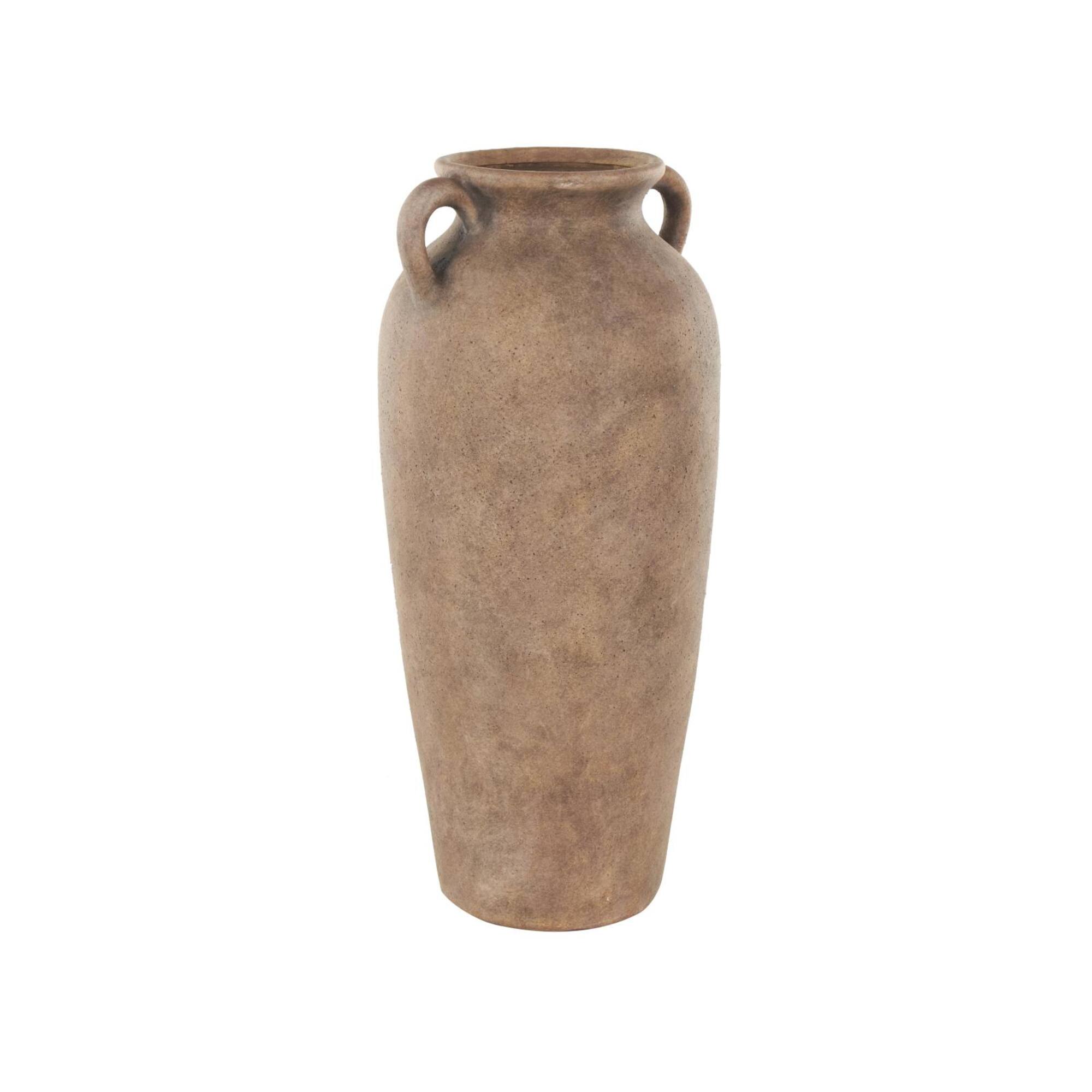 20" Copper Ceramic Antique Style Textured Vase with Handles